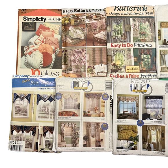 Home Dec Sewing Patterns Window Treatments Multi Styles Lot Of 11 New And Used - Picture 5 of 11